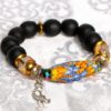 Orange and Blue Bead with Charm Bracelet